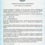 MEDIDAS EXCECIONAIS E TEMPORRIAS LEI N1-A/2020, DE 19 DE MARO